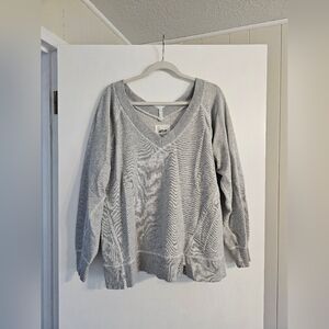 Aerie Gray V-Neck Sweatshirt